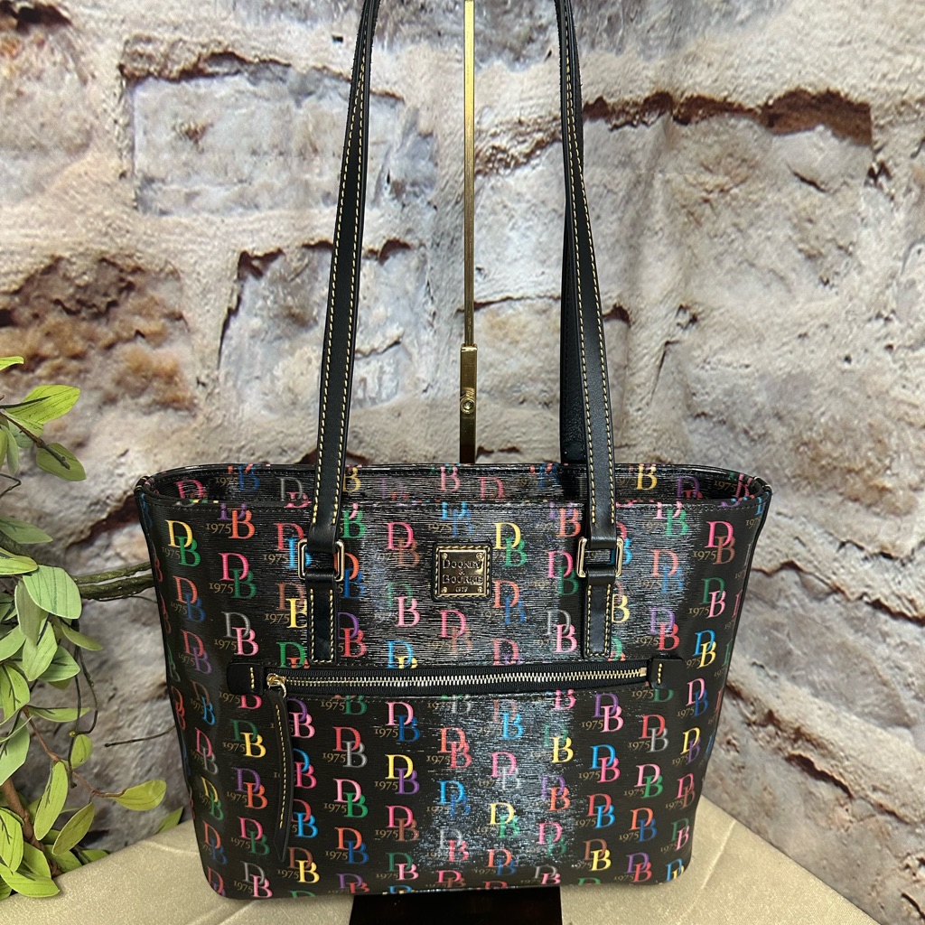 Dooney Bourke Black Multicolor Logo Tote Dooney Bourke Black Multicolor Logo Tote